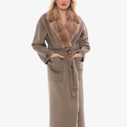 Long Cashmere Coat | Mink Fur