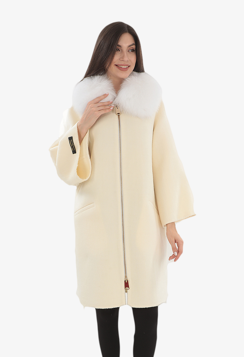Cashmere Coat | Detachable Fox Collar