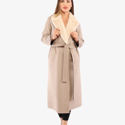 Alpaca Coat With Mink Collar
