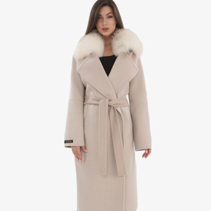 Cashmere Coat | Wide Fox Collar